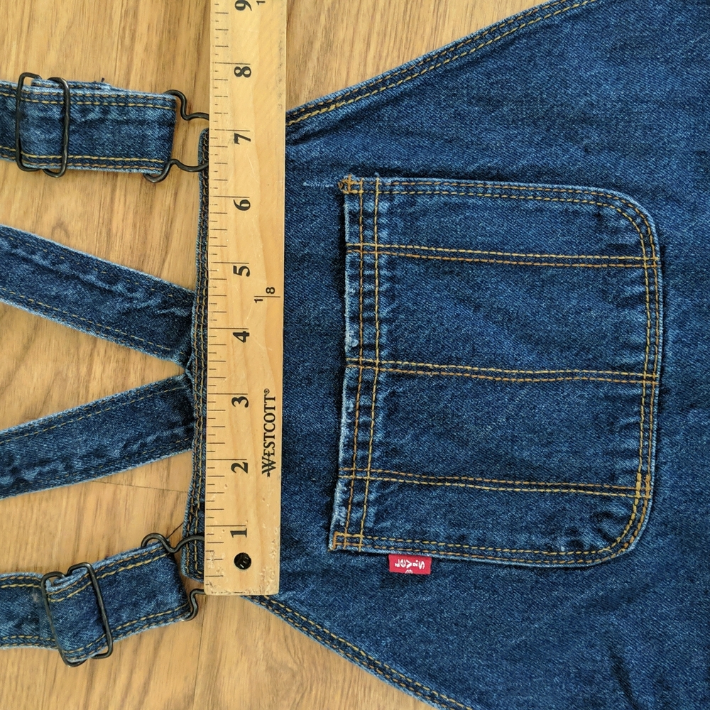Levi's OVERALL Jean Denim Overalls Shortall Size L 12/14 - Picture 9 of 10